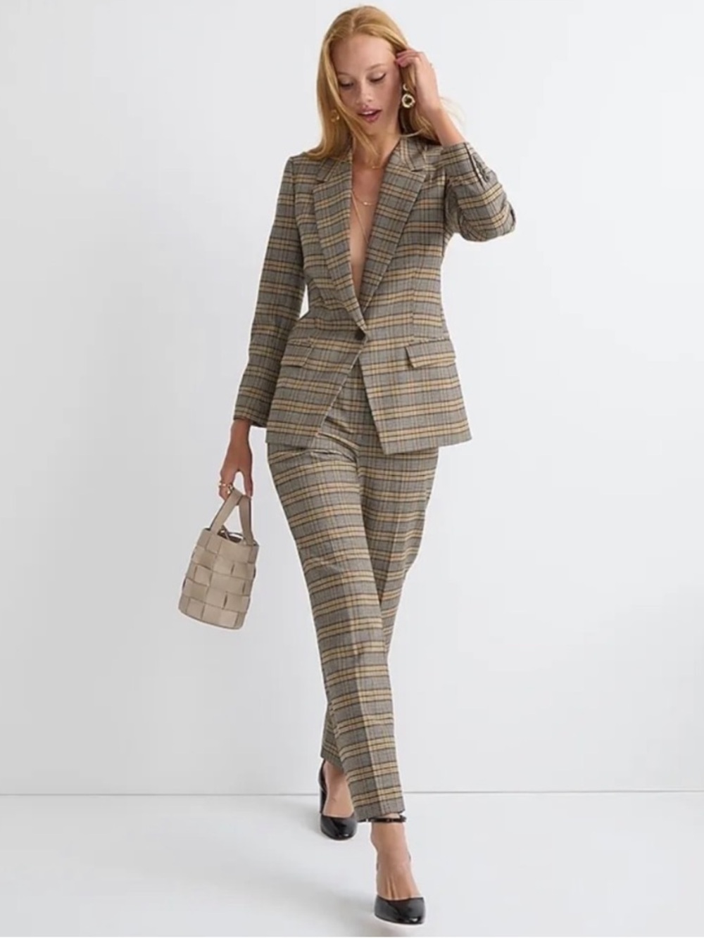 J. CREW Nalya Willa blazer in Italian drapey plaid wool blend Size 6 - Picture 3 of 17